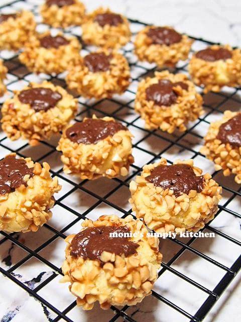 choco nut thumbprint cookies
